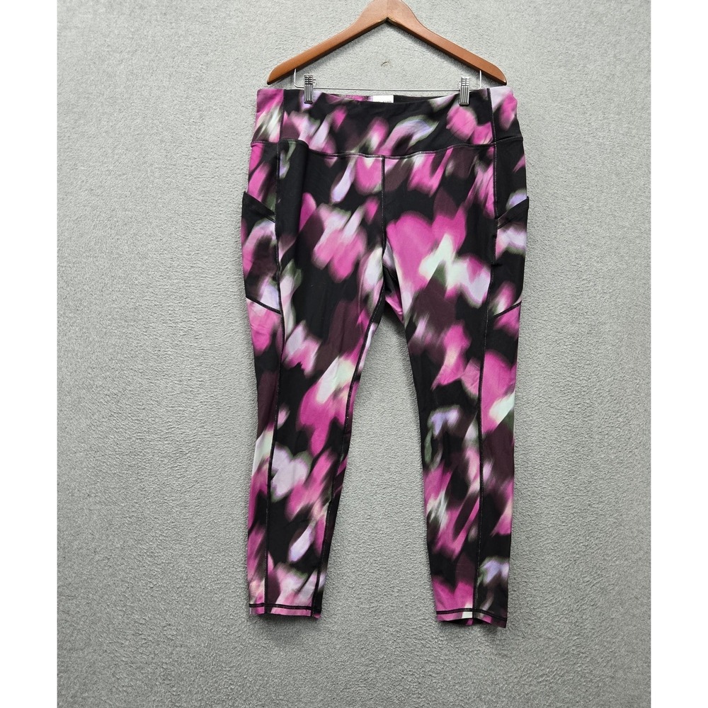 Torrid Women Activewear Pants 3 Pink Tie Dye TRU Full Length Side Pocket Legging